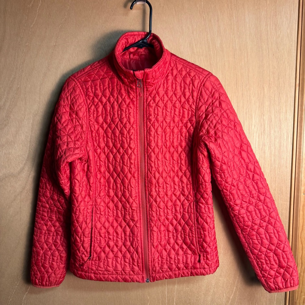Lands'‎ End Womens Red Quilted PrimaLoft Full Zip Jacket XS 2-4
